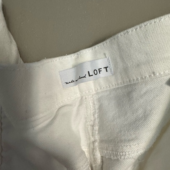LOFT White High Waist Shorts with Distressed Hem - Picture 5 of 7